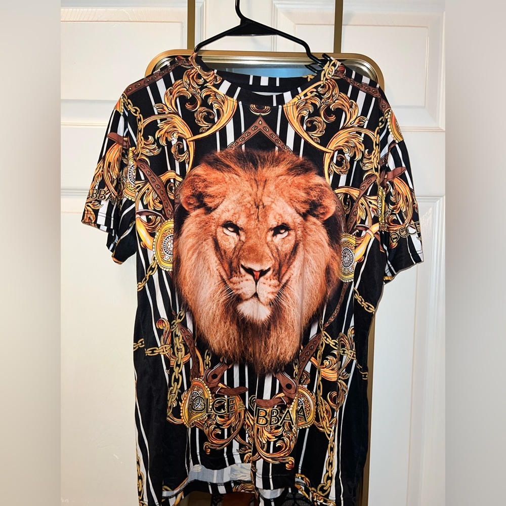 D&G Lion Graphic T-Shirt with Gold Accents